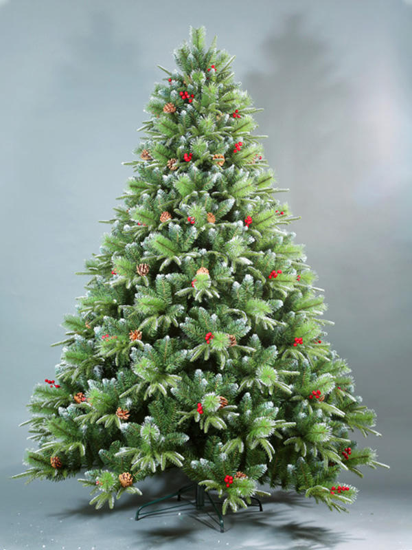 PE de 6 pies, aguja de pino, árbol de Navidad mixto de PVC con frutos rojos y piñas