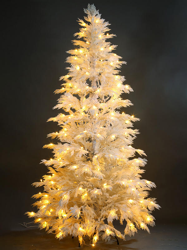 Árbol de navidad blanco de 210cm preiluminado personalizado